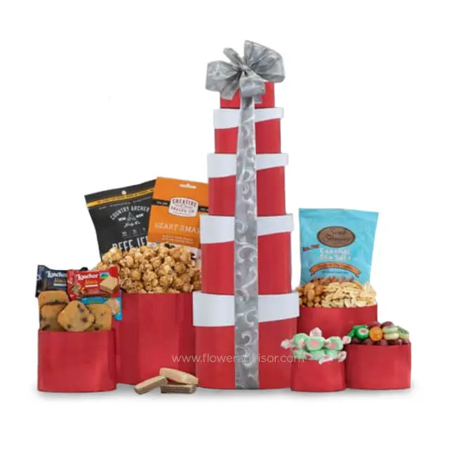 Deluxe Sweet and Savory Gift Tower - Congratulations