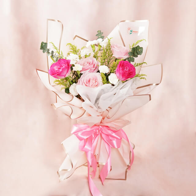 Pink Roses and Soft Pink Roses Bouquet - Serenity - Valentine's Day