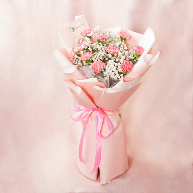 Pink Carnation Cascade Bouquet - Get Well Soon