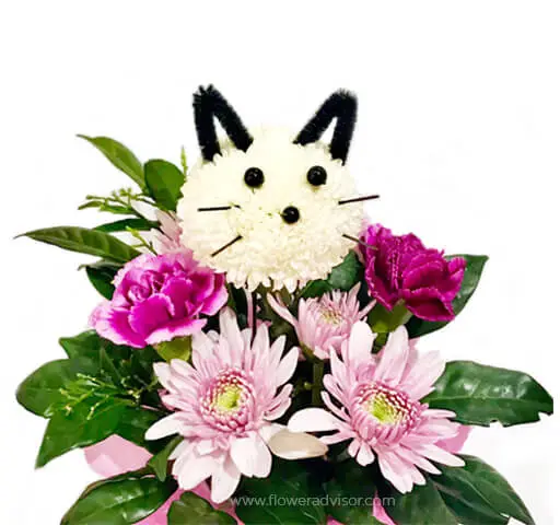 Kitty Bloom Cube Table Arrangement - Valentine's Day