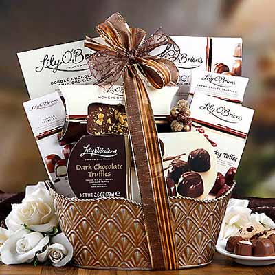 Lily OBriens Milk and Dark Chocolate Assortment Gift Basket - Christmas