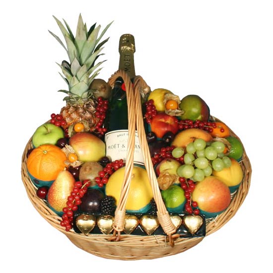 Fruit Basket with Champagne & Chocs - Fruits Baskets
