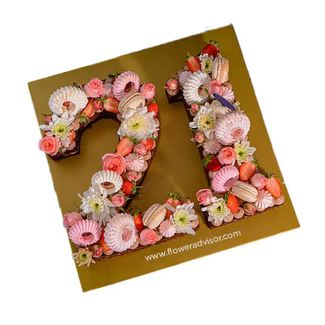 Milestone Number Chocolate Cake With Fresh Blooms - Birthday