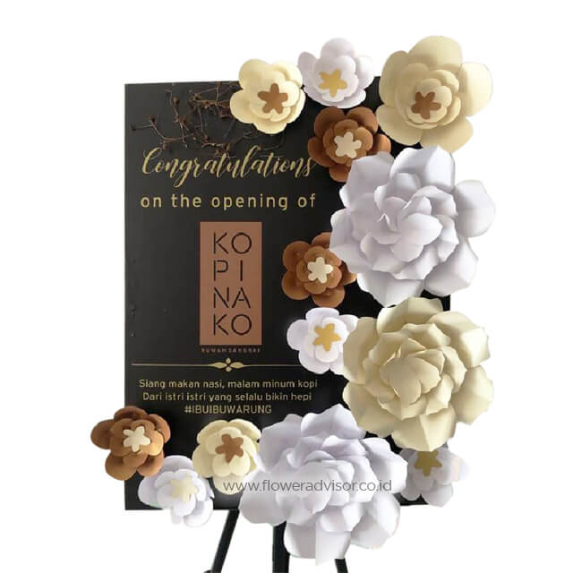 Golden White Flower Board - Bunga Papan Kertas