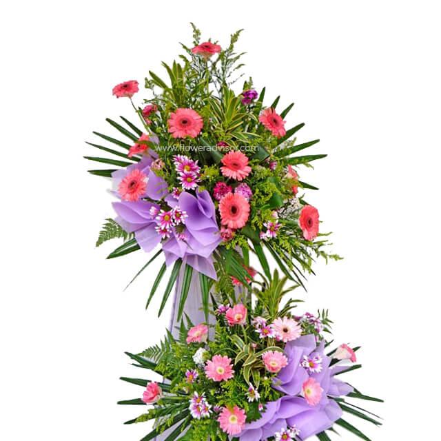 Two-Tier Pink Flowers Stand - Grand Opening Stands