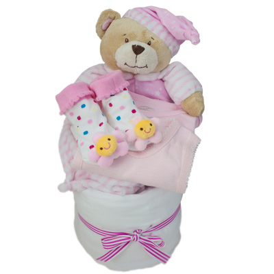Bed Time Pink Nappy Cake - Baby Gifts