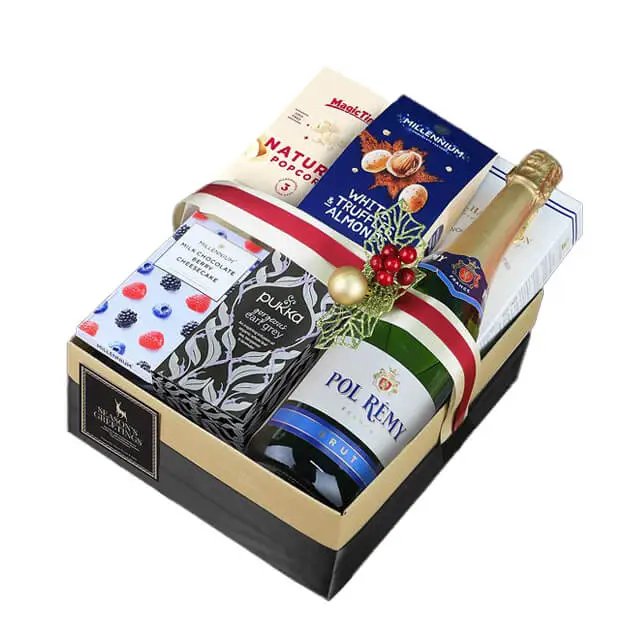 Sparkling Wine and Gourmet Delights in a Biodegradable Box - Christmas 2023 - Christmas