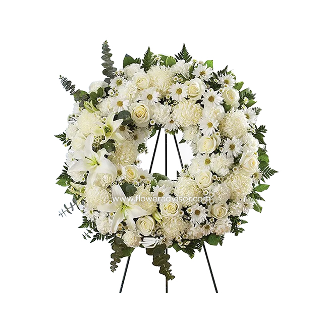 White Wreath Stand - Condolence