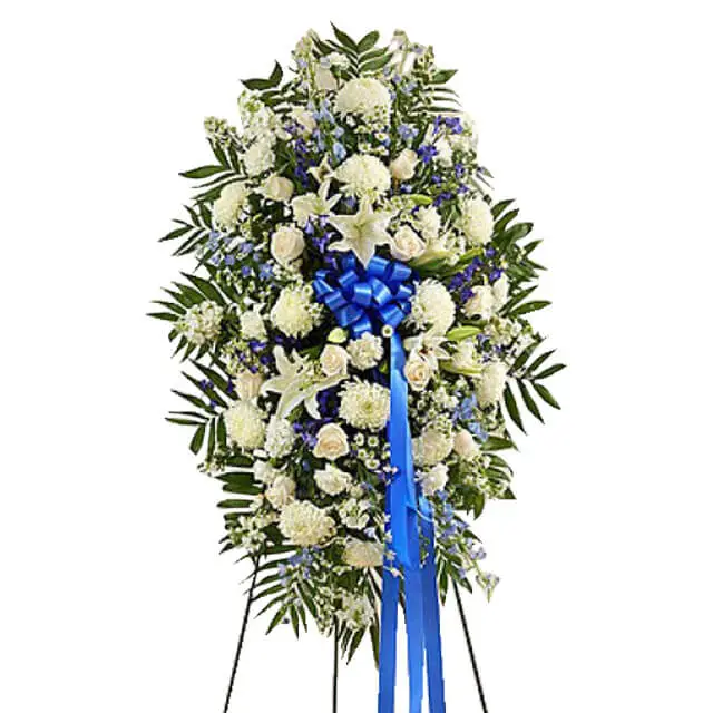 White & Blue Sympathy - Funeral Flowers
