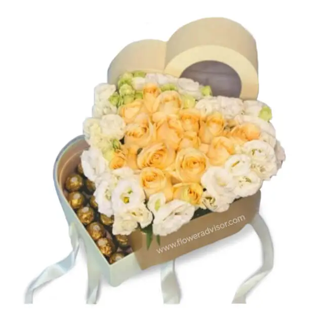 Chocolates & Champagne Roses Bloom Box - Double Delight