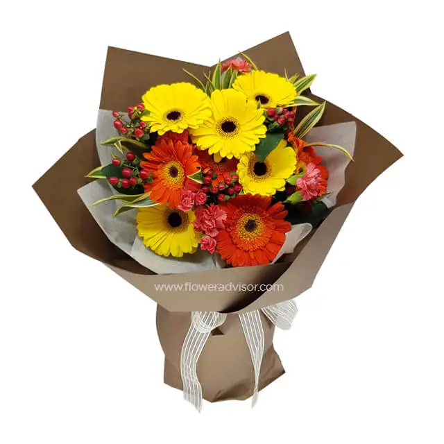 Bright Yellow & Orange Gerberas Bouquet - Jokers Bloom