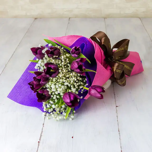 10 Purple Tulips Bouquet - Purple Miracle