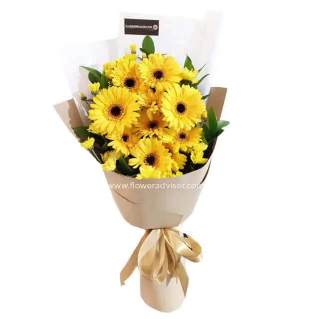 Vibrant Yellow Gerbera Bouquet - Country Yellow
