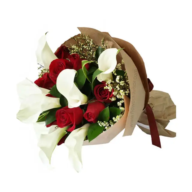 Mixed Red Roses and Calla Lilies Hand Bouquet - The Voice Within