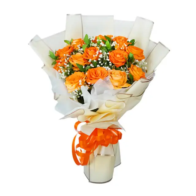 12 Orange Roses Bouquet - Harmony