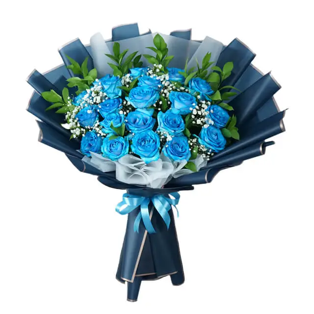 20 Blue Rose Bouquet Elegance