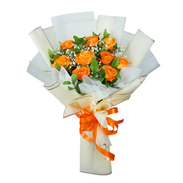 9 Orange Rose Bouquet - Wonder