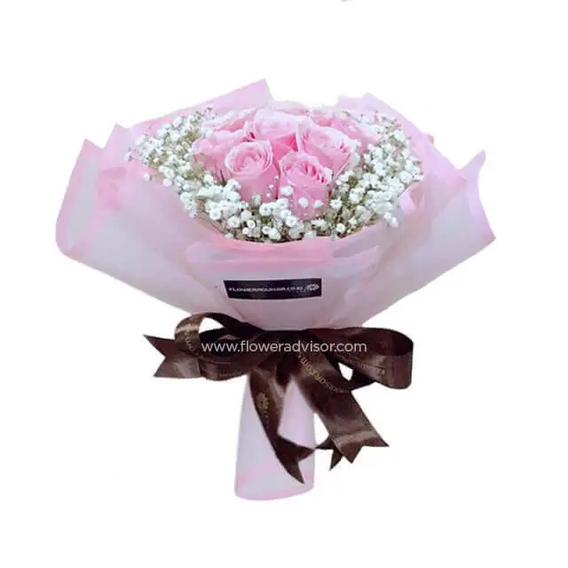 10 Pink Roses Bouquet - Spring Love