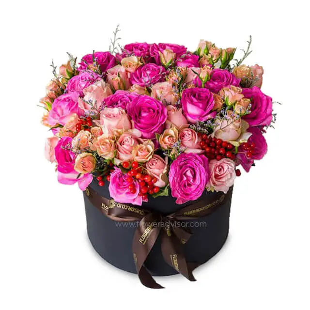 Mixed Roses and fillers Bloom Box - Penelope