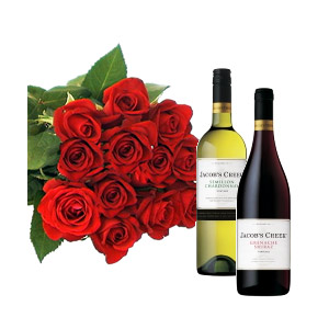 12 Kenyan Roses with Red & White wine