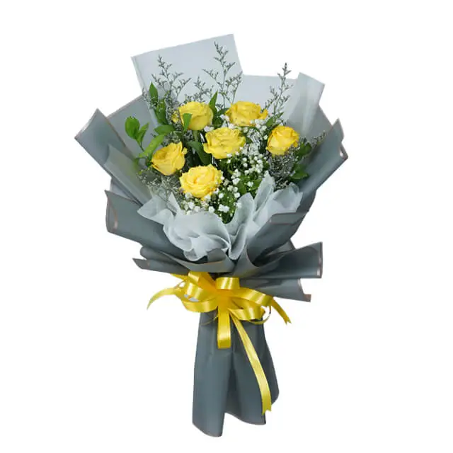6 Yellow Roses Bouquet - Wonder Yellow Serenade Rose