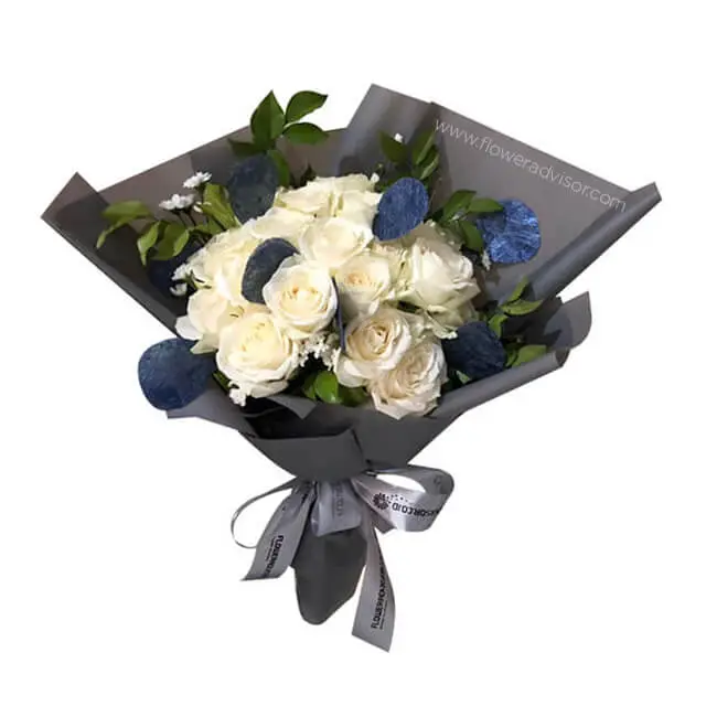 20 White Roses Bouquet - Boo Boo