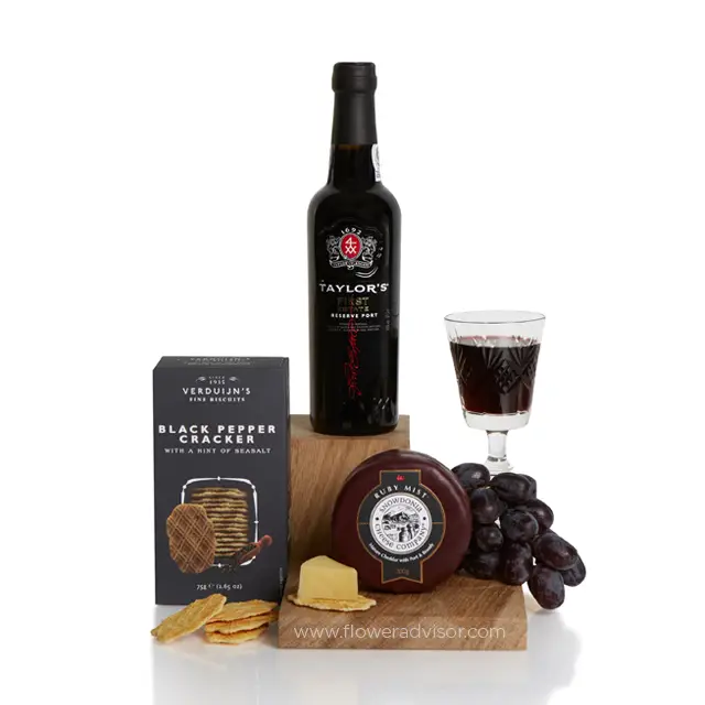 The Port and Cheese Selection - Wine Gifts Basket