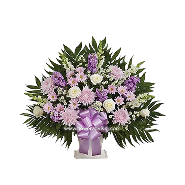 Lavender & White Sympathy Floor Basket - Condolence