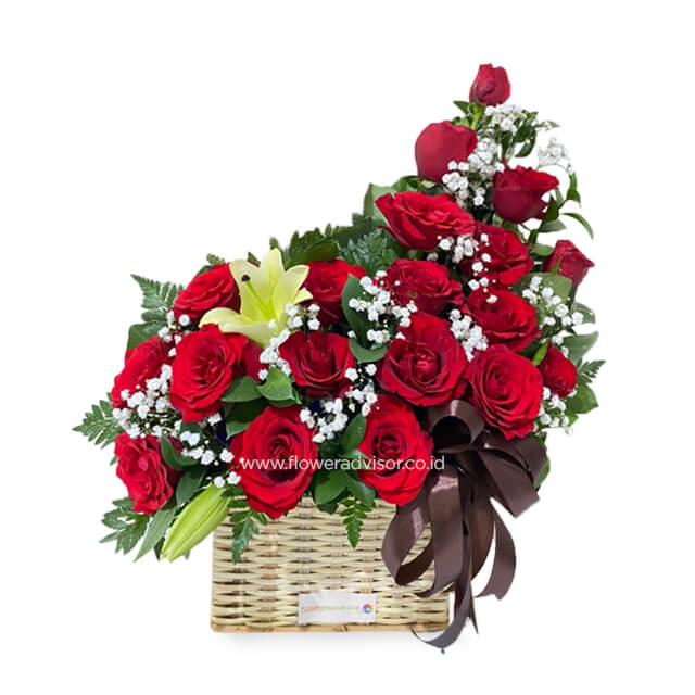 Siegfried - Red Roses, Lilies, and Baby Breath Fillers - Anniversary