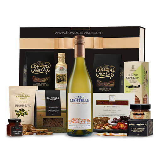 White Wine & Nibbles - Wine Gifts Basket