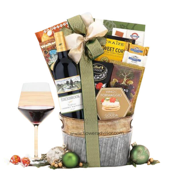 Edenbrook Vineyards Cabernet Wine Basket - Christmas