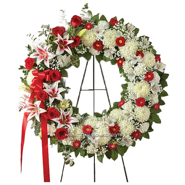 Red White Wreath Stand
