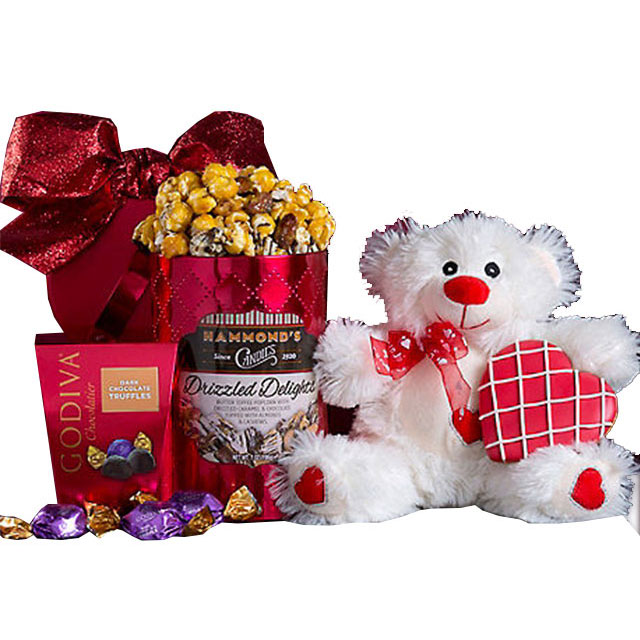 Gourmet Popcorn and Godiva Truffle Valentine - Valentine's Day